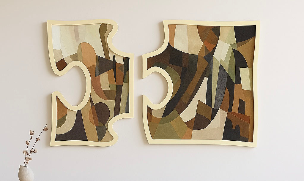 Puzzle Harmony Wall Art – Abstract Duo