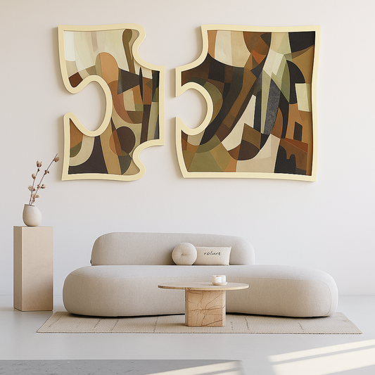 Puzzle Harmony Wall Art – Abstract Duo